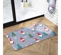 OHS Foam Bath Mat, Extra Soft Absorbent Non-Slip Christmas Runner Rug Xmas Gonk Embossed Christmas Bath Mat Xmas Decorations Machine Washable Rug for Shower Floor, Grey - 45 x 75cm