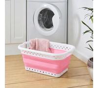 OHS Foldable Laundry Basket Plastic Portable Pop Up Washing Basket, Pink