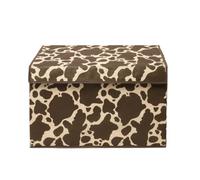 OHS Foldable Storage Box with Lid Cow Print Fabric Basket, Brown/Natural