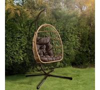 Ohs Folding Hanging Egg Chair Outdoor Garden Patio Swing Pod Seat - Natural