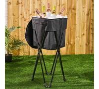OHS Folding Ice Bucket with Metal Stand Outdoor Collapsible Container in Black OHS Black