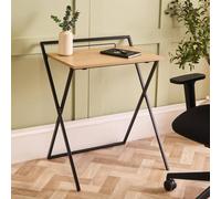 OHS Folding Laptop Desk Portable Study Metal Frame Table in Brown OHS Brown