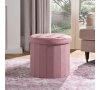 OHS Folding Ottoman Storage Box Footstool Tub Space Saving Velvet Seat in Dusty Pink OHS Dusty Pink