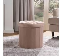 OHS Folding Ottoman Storage Box Footstool Tub Space Saving Velvet Seat in Natural OHS Natural