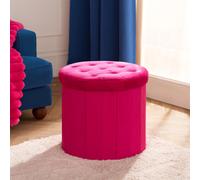 OHS Folding Ottoman Storage Box Footstool Tub Space Saving Velvet Seat in Pink OHS Pink