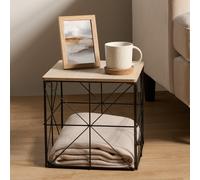 OHS Folding Side Coffee Table Cube Storage Wire Basket - Large in Light Brown OHS Light Brown Large