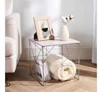 OHS Folding Side Coffee Table Cube Storage Wire Basket - Large in Light Grey | Size: Small OHS Light Grey Small