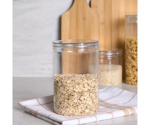 OHS Food Containers with Lids, Plastic Storage Jars Airtight Lid Dishwasher Safe Pantry Kitchen Organisation Coffee Rice Pasta Cereal Sugar Tea Bags, Medium 1200ml