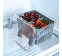 OHS Food Storage BPA Free Plastic Container with Lid Removable Basket in Grey OHS Grey