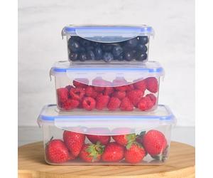 OHS Food Storage Containers, Square Plastic Food Containers with Lids Meal and Food Prep Airtight Fridge Freezer Leakproof Stackable Clear Containers, 3 Piece