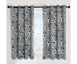 OHS Football Blackout Eyelet Curtain Panels Pair Of Kids Ring Top, Grey - 46X54"