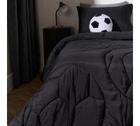 Ohs Football Coverless 7.5 Tog Duvet Pillowcase Set Embossed Quilt, Single - Black