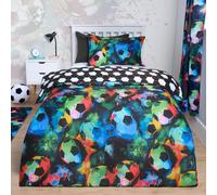 OHS Football Duvet Cover Bedding Set Quilt Pillowcase Soft Reversible Neon in Black | Size: Single OHS Black Single