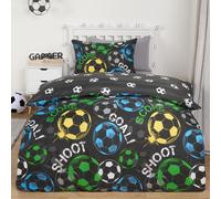 OHS Football Duvet Cover Quilt Bedding Set Pillowcase Reversible, Black - Double
