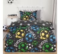 OHS Football Duvet Cover Quilt Bedding Set Pillowcase Reversible Kids in Black | Size: Double OHS Black Double