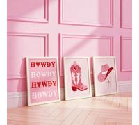OHS Framed Wall Art Set of 3 Cowboy Prints 12"x16" Wall Art, Pink/Red | Canvas Wall Art Modern Decor Artwork Paintings Wall Prints for Living Room Bedroom Dining Room Hallway Office, 30 x 40cm