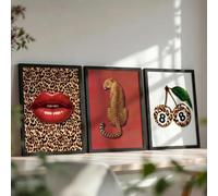 OHS Framed Wall Art Set of 3 Leopard Prints 12"x16" Wall Art Pictures,Multi | Canvas Wall Art Modern Decor Artwork Paintings Wall Prints for Living Room Bedroom Dining Room Hallway Office, 30 x 40cm