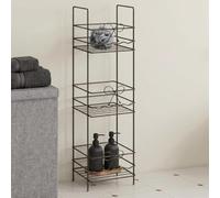 OHS Free Standing Shower Caddy Bow Design 3 Tier Bathroom Caddy, Black | Bathroom Accessories Metal Slim Tall Bathroom Corner Storage Rustproof No Drilling Open Wire Quick Drainage Display Shelves