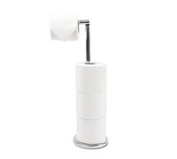 OHS Free Standing Toilet Roll Holder Space Saving Storage Bathroom Loo Roll Frame in Silver OHS Silver