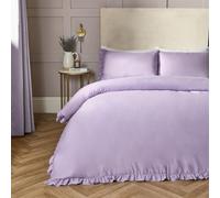 OHS Frill Edge Decor Duvet Cover with Pillowcase Bedding Set in Lilac | Size: King OHS Lilac King
