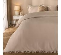 Ohs Frill Edge Duvet Cover Set Microfibre Quilt Decor Bedding, Natural