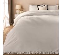 Ohs Frill Edge Duvet Cover Set Microfibre Quilt Decor Bedding, White - Superking