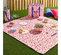 OHS Fruit Print Picnic Blanket with Waterproof Backing, Foldable Camping Picnic Blanket Large Slip Resistant with Carrying Handle Picnic Mat Sandproof Washable Outdoor Beach Blankets, Pink