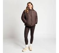 OHS Funnel Neck Puffer Jacket Windproof Padded Outerwear Zip Through Coat in Brown | Size: Large OHS Brown L