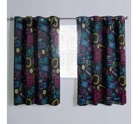 OHS Gamer Curtains Black, Decorative Eyelet Curtain Blackout for Kids Boys Bedroom Playroom Home Accessories Gaming Curtains Two Panels - Black, 46" x 72"