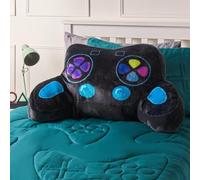 OHS Gaming Controller Cuddle Cushion for Kids, Comfy Reading Pillow Super Soft Teddy Fleece Back Support Pillow with Arms Gaming Cushions for Boys, Black - 82 x 54 x 34cm