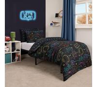 OHS Gaming Duvet Cover Bedding Set Kids Reversible Quilt, Black - Double