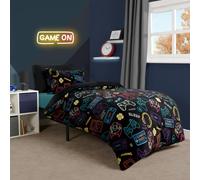 OHS Gaming Duvet Cover Set Warm Fleece Bedding Quilt Thermal Warm, Black - Single