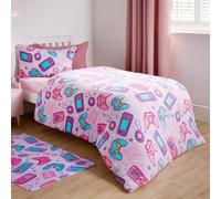 OHS Gaming Duvet Cover Set Warm Fleece Bedding Quilt Thermal Warm, Purple - Single