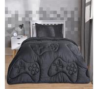 Ohs Gaming Duvet Coverless Quilted 7.5 Tog Pillowcase Set Embossed, Charcoal - Double