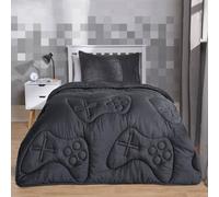 OHS Gaming Duvet Coverless Quilted 7.5 TOG Pillowcase Set Embossed in Charcoal | Size: Single OHS Charcoal Single
