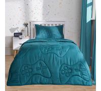 OHS Gaming Duvet Coverless Quilted 7.5 TOG Pillowcase Set Embossed in Green | Size: Double OHS Green Double