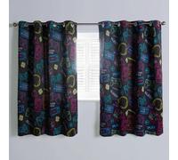 OHS Gaming Eyelet Curtains Pair Of Blackout Woven Ring Top Panels, Black - 46" X 54"
