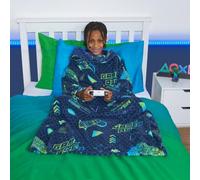 OHS Gaming Fleece Blanket With Sleeves Wearable Supersoft Cosy Warm Throw, Green