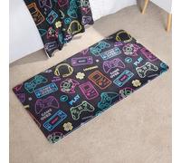 OHS Gaming Rug, Gaming Rug for Boys Bedroom Entryways Hallway Runner Non Slip Washable Kids Runner Rug Super Soft Comfy Kids Room Decor Floor Carpet, Black - 65 x 120cm