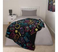 OHS Gaming Sherpa Throw Over Bed Blanket Fleece Supersoft Plush Kids Chair Sofa Warm in Black OHS Black