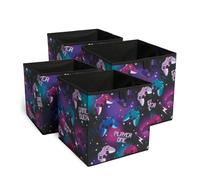 OHS Gaming Storage Boxes Pack of 2 Folding Space Saving Shoe Toy Cube Set in Black OHS Black