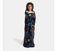 OHS Gaming Wearable Blanket with Sleeves, Soft Cosy Fleece Blanket Kids Hooded Wearable Blankets for Boys Girls Winter Snuggle Blankets for Gaming Relaxing TV, Black - 100 x 125cm