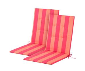 OHS Garden Chair Cushions with Backs, Stripe Seat Pads Water Resistant High Back Seat Cushions with Ties for Garden Bistro Chairs Sun Loungers Indoor Outdoor Cushions, Orange/Pink - 47 x 105 x 3cm