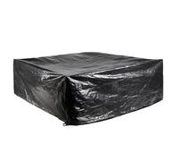 OHS Garden Furniture Covers Waterproof, Polyethylene Plastic Rattan Corner Sofa Table Set with Drawstring Patio Outdoor Furniture Cover Windproof Anti-UV Garden Table Cover, Black - 220 x 220 x 75cm