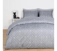 OHS Geo Duvet Cover Bedding Set & Pillowcase Reversible Art Deco Quilt in Light Grey | Size: King OHS Light Grey King