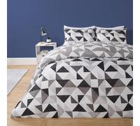OHS Geo Shapes Duvet Cover Set Reversible Quilt Bedding Soft Pillowcases in White | Size: Super King OHS White Super King