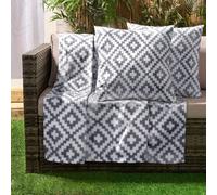 OHS Geo Tile Throw Over Bed Blanket Travel Garden Chair Fleece Bedspread, Grey