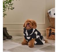OHS Geometric Dog Jacket Half Zip Teddy Fleece Large Dog Sweater, Mono