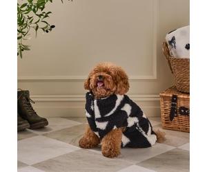 OHS Geometric Dog Jacket Half Zip Teddy Fleece Small Dog Sweater, Mono | Stylish Winter Warm Lightweight Pullover Coat for Small Dogs Puppies Cats Pet Jacket Soft Cosy Dog Fleece Jumper