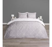 OHS Geometric Duvet Cover Bedding Set Pillowcase Soft Quilt, Grey - Superking